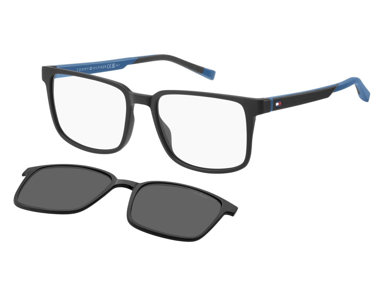 Occhiali da vista Tommy Hilfiger Th 2145/CS 207378 09V colore grey blue forma rettangolare lenti grey polarized