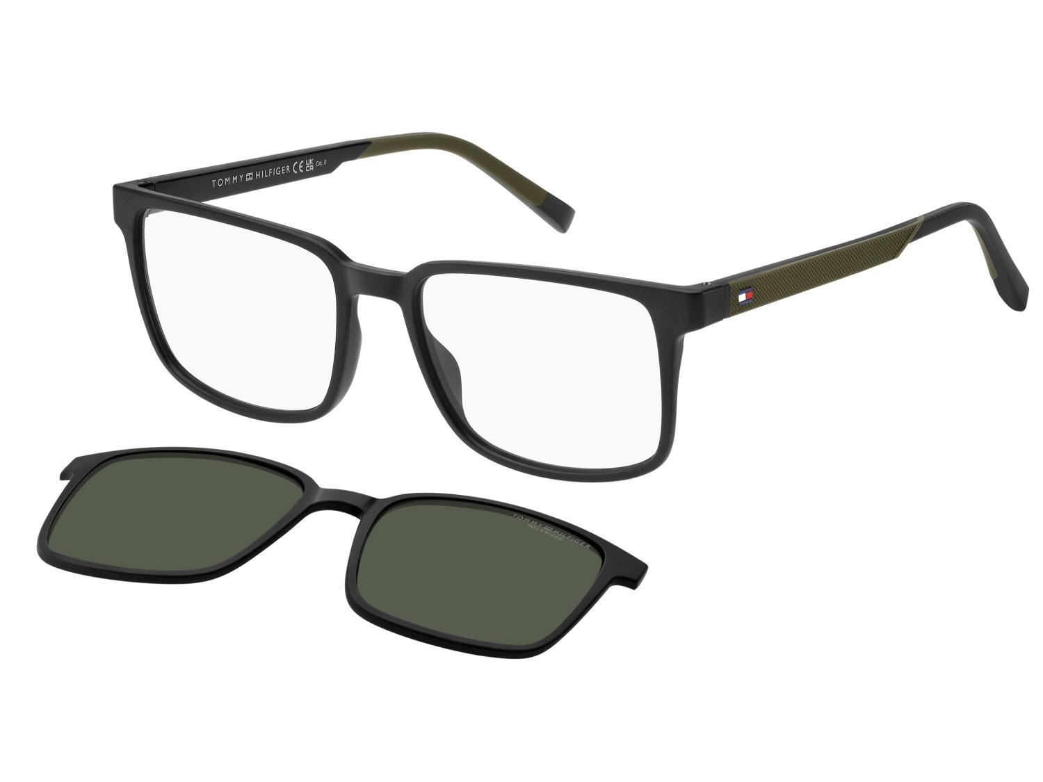 Eyeglasses Tommy Hilfiger Th 2145/CS 207378 7ZJ color black green shape rectangle lenses green polarized