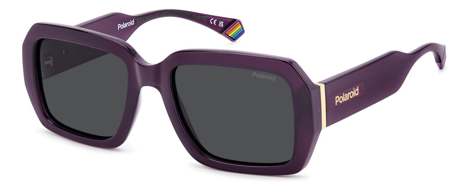 Sunglasses Polaroid Pld 6223/S 207379 B3V M9 color violet shape rectangle lenses grey polarized