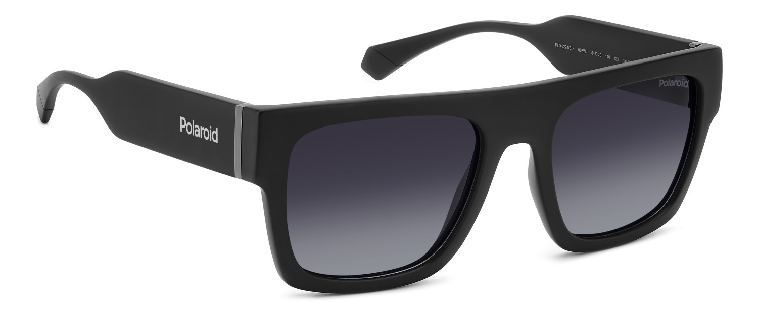 Sunglasses Polaroid Pld 6224/S 207382 003 WJ color matte black shape rectangle lenses grey shaded polarized