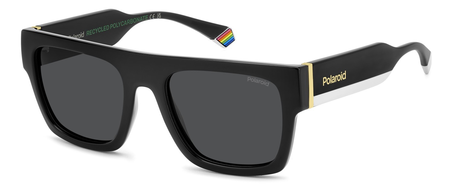 Sunglasses Polaroid Pld 6224/S 207382 807 M9 color black shape rectangle lenses grey polarized