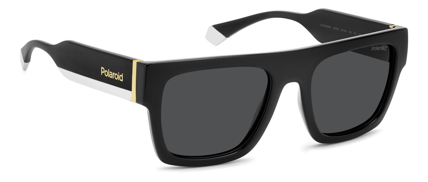 Sunglasses Polaroid Pld 6224/S 207382 807 M9 color black shape rectangle lenses grey polarized