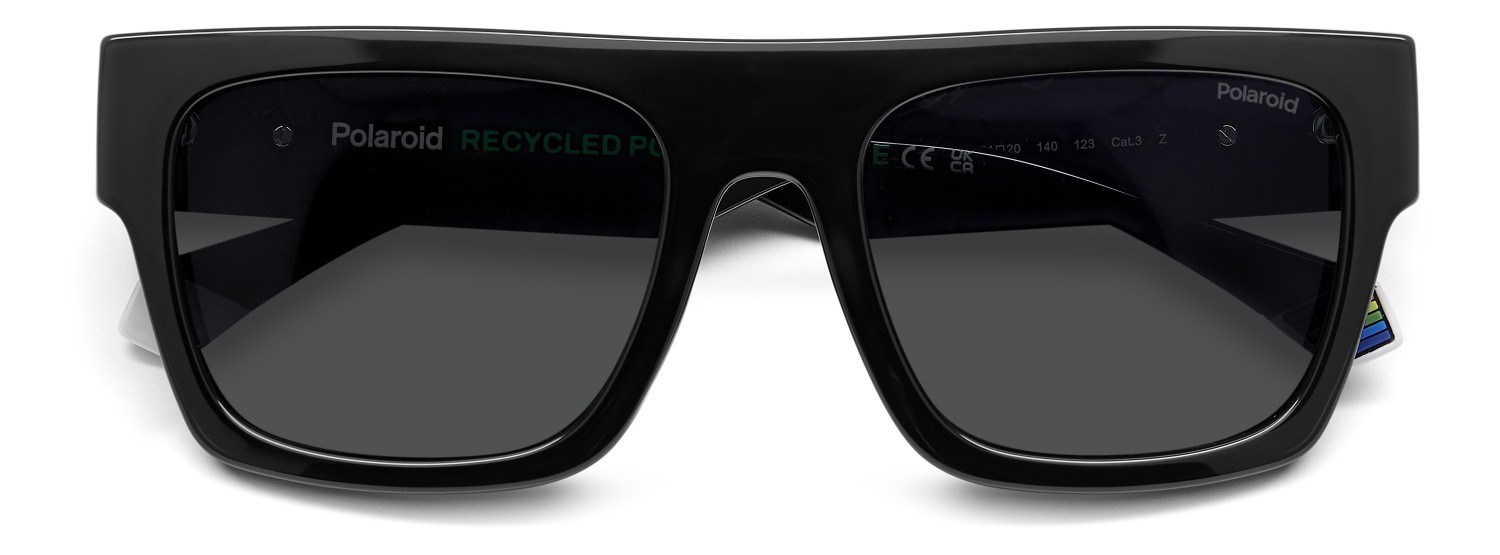 Sunglasses Polaroid Pld 6224/S 207382 807 M9 color black shape rectangle lenses grey polarized
