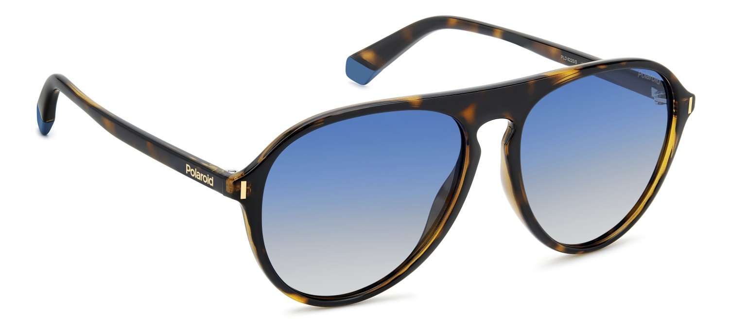 Sunglasses Polaroid Pld 6225/S 207383 086 Z7 color havana shape aviator lenses blue shaded polarized