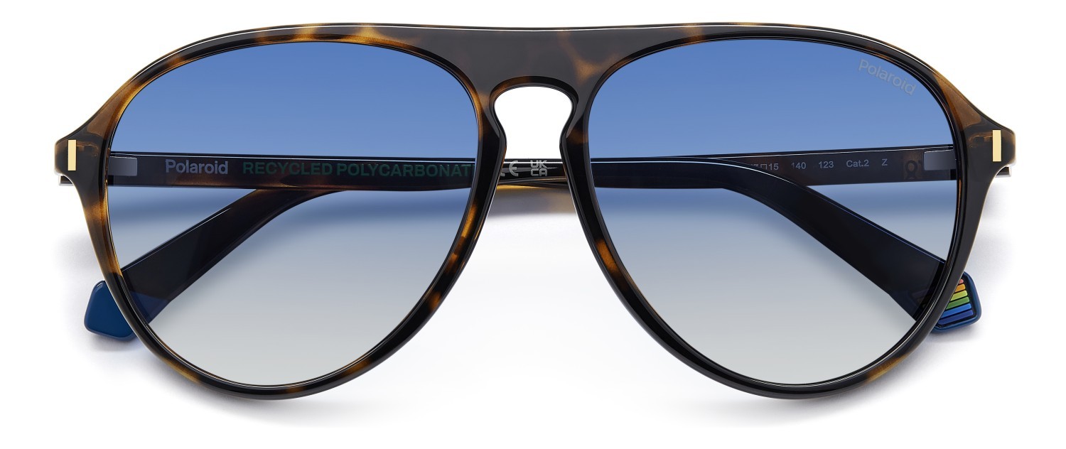 Sunglasses Polaroid Pld 6225/S 207383 086 Z7 color havana shape aviator lenses blue shaded polarized