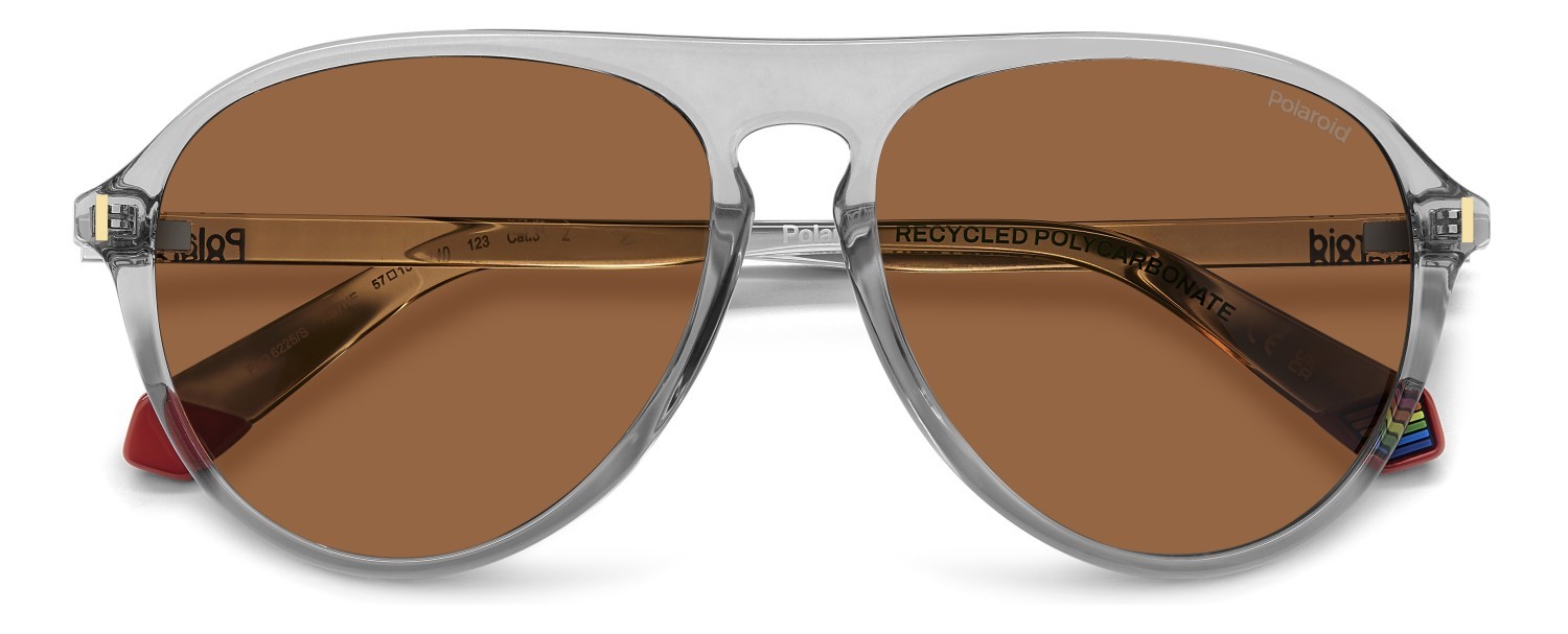 Sunglasses Polaroid Pld 6225/S 207383 KB7 HE color grey shape aviator lenses copper polarized