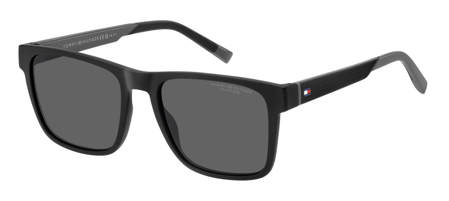 Sunglasses Tommy Hilfiger Th 2144/S 207387 08A M9 color black grey shape rectangle lenses grey polarized