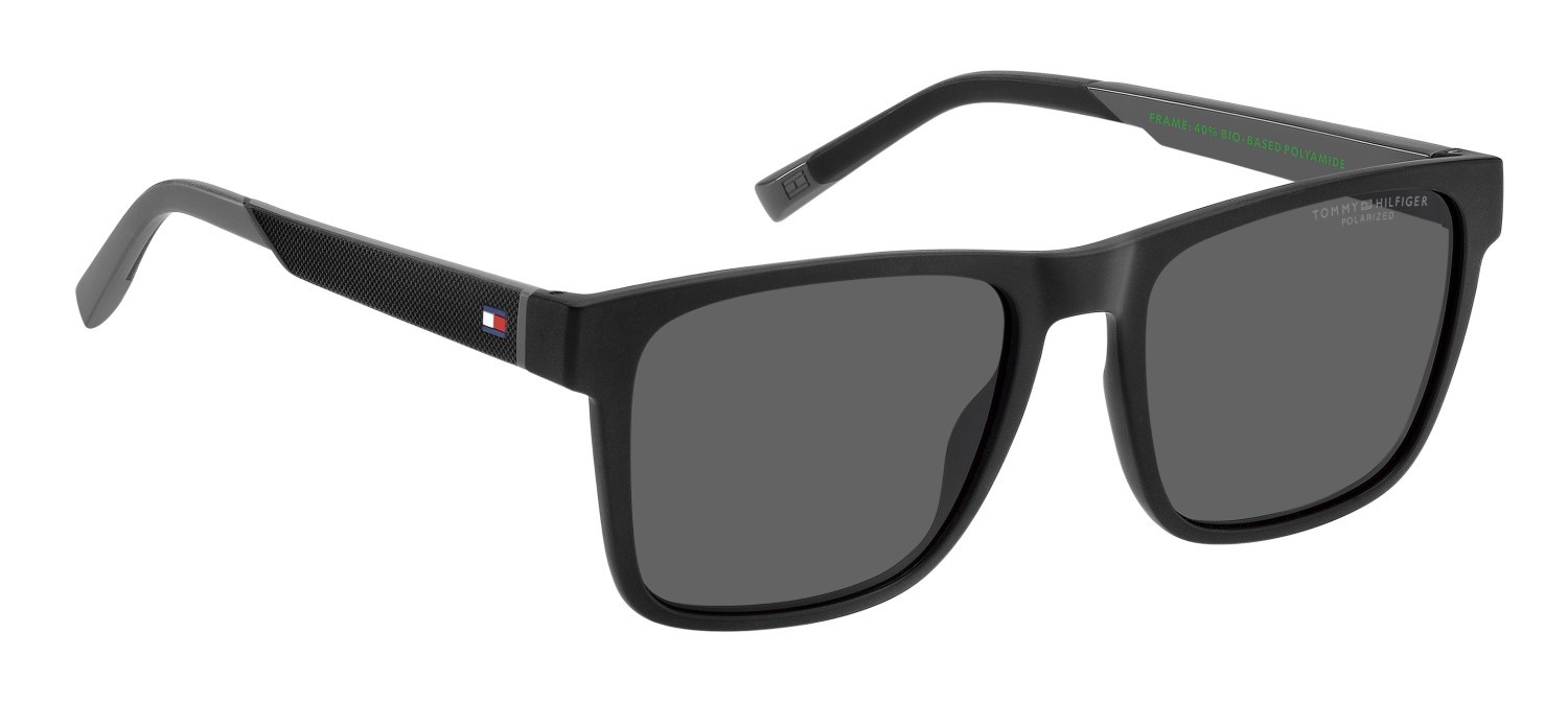 Sunglasses Tommy Hilfiger Th 2144/S 207387 08A M9 color black grey shape rectangle lenses grey polarized