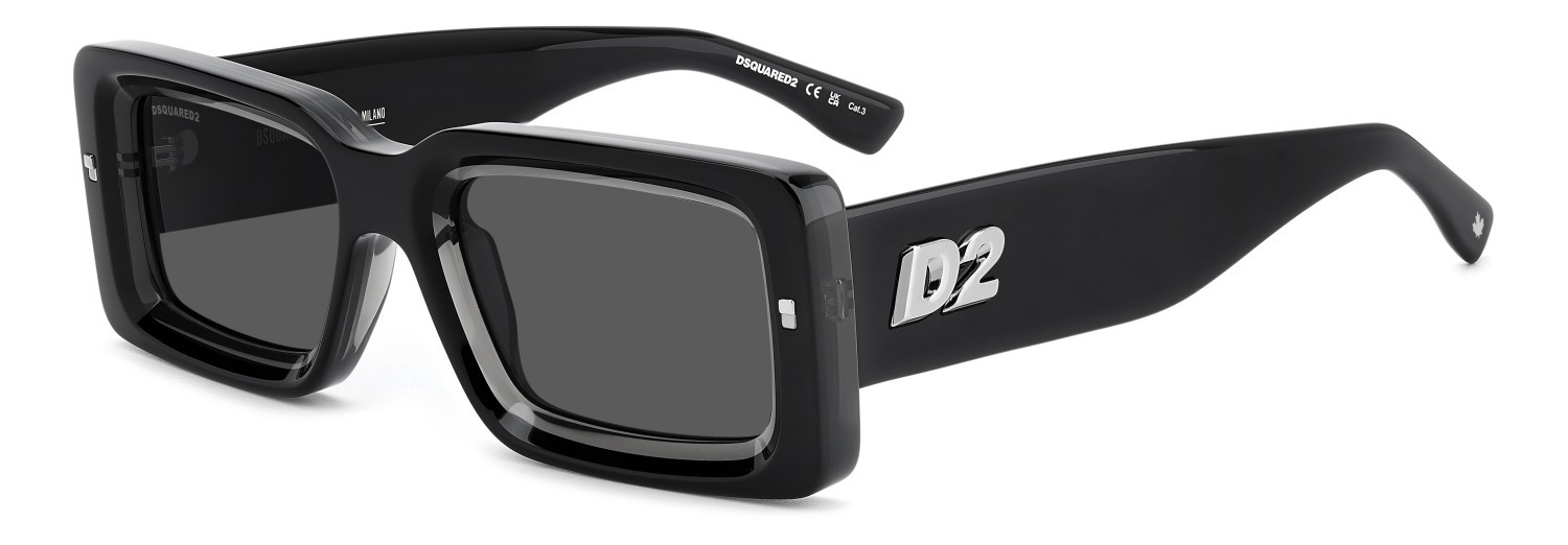 Occhiali da sole Dsquared2 D2 0142/S 207424 08A IR colore black grey forma rettangolare lenti grey