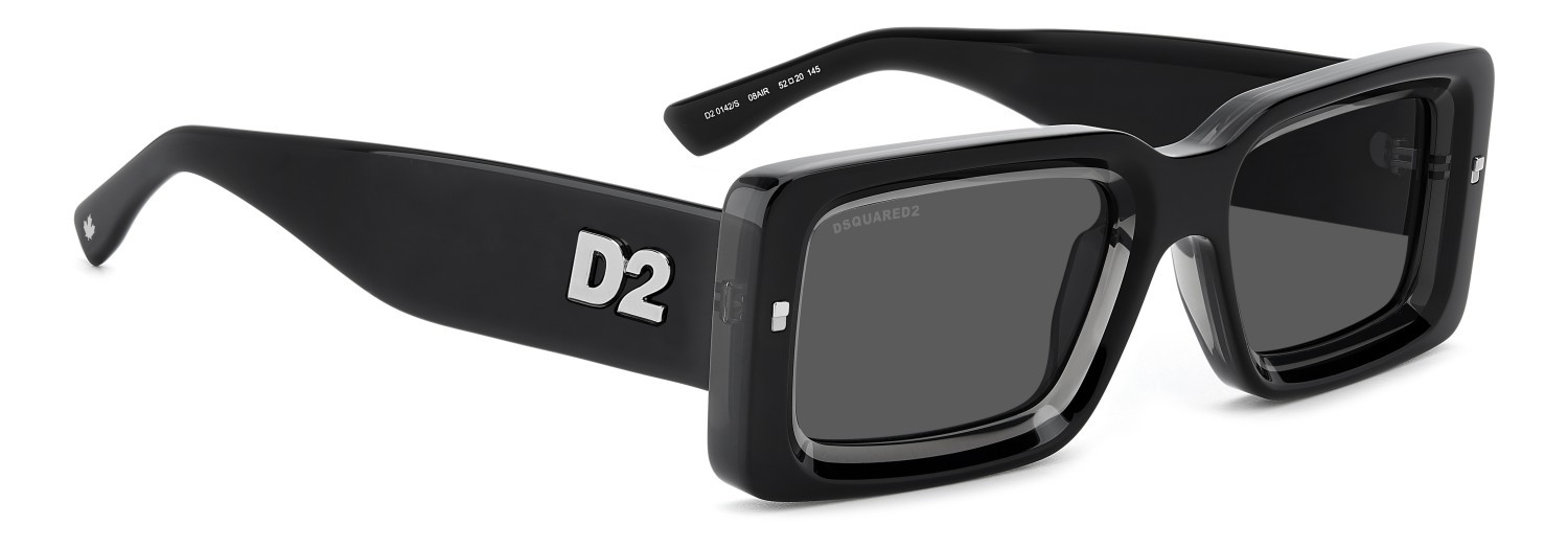 Occhiali da sole Dsquared2 D2 0142/S 207424 08A IR colore black grey forma rettangolare lenti grey