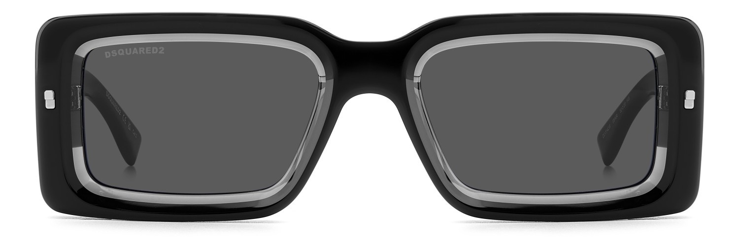 Occhiali da sole Dsquared2 D2 0142/S 207424 08A IR colore black grey forma rettangolare lenti grey