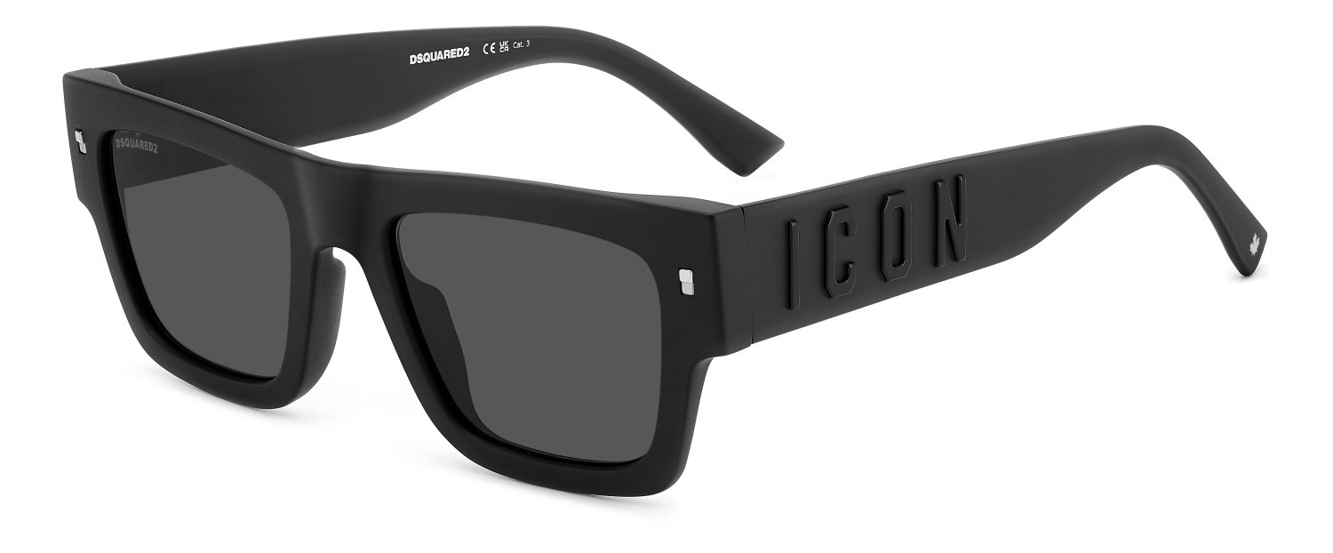 Occhiali da sole Dsquared2 Icon 0021/S 207426 003 IR colore matte black forma rettangolare lenti grey