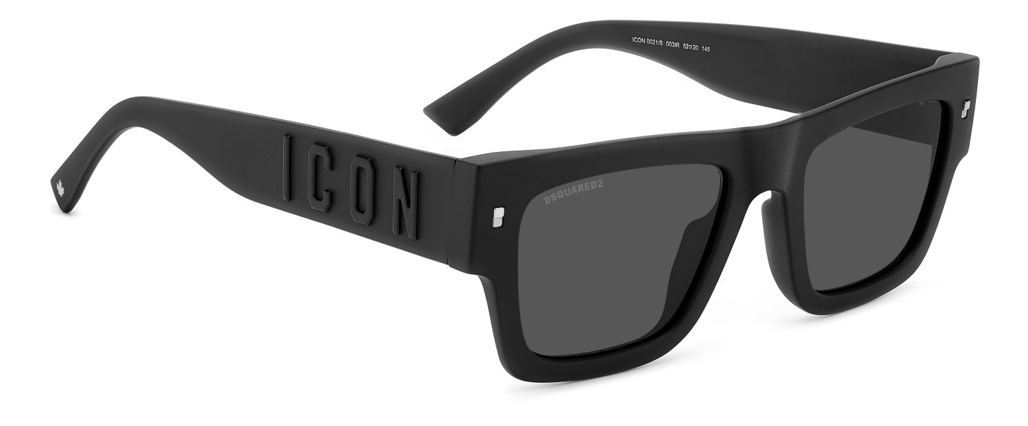 Occhiali da sole Dsquared2 Icon 0021/S 207426 003 IR colore matte black forma rettangolare lenti grey