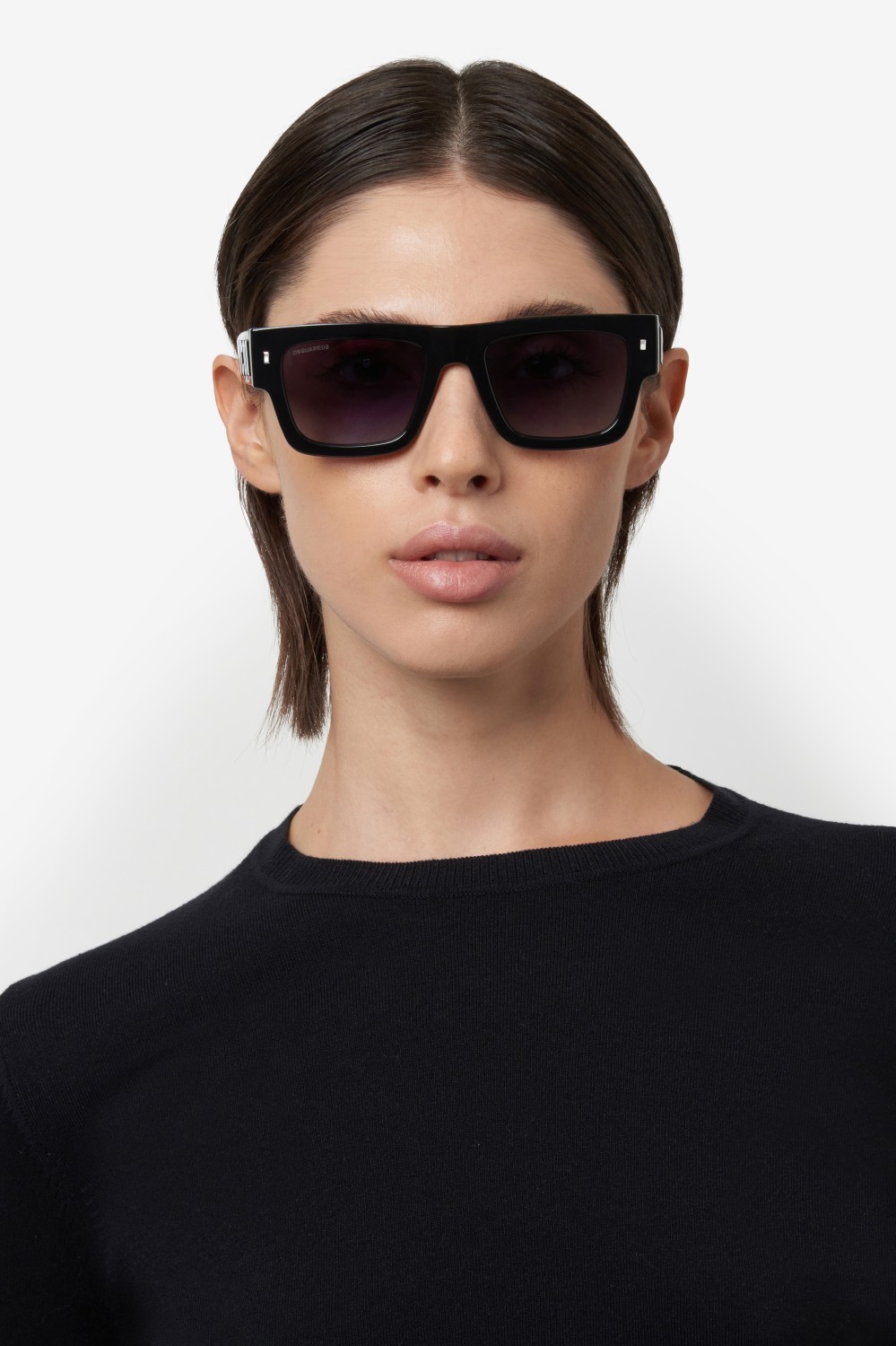 Occhiali da sole Dsquared2 Icon 0021/S 207426 807 9O colore black forma rettangolare lenti dark grey shaded