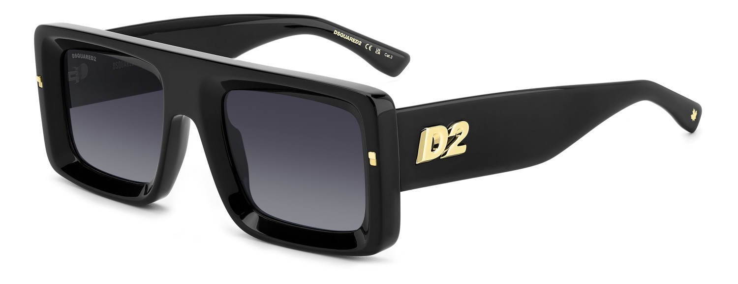 Occhiali da sole Dsquared2 D2 0141/S 207428 807 9O colore black forma rettangolare lenti dark grey shaded