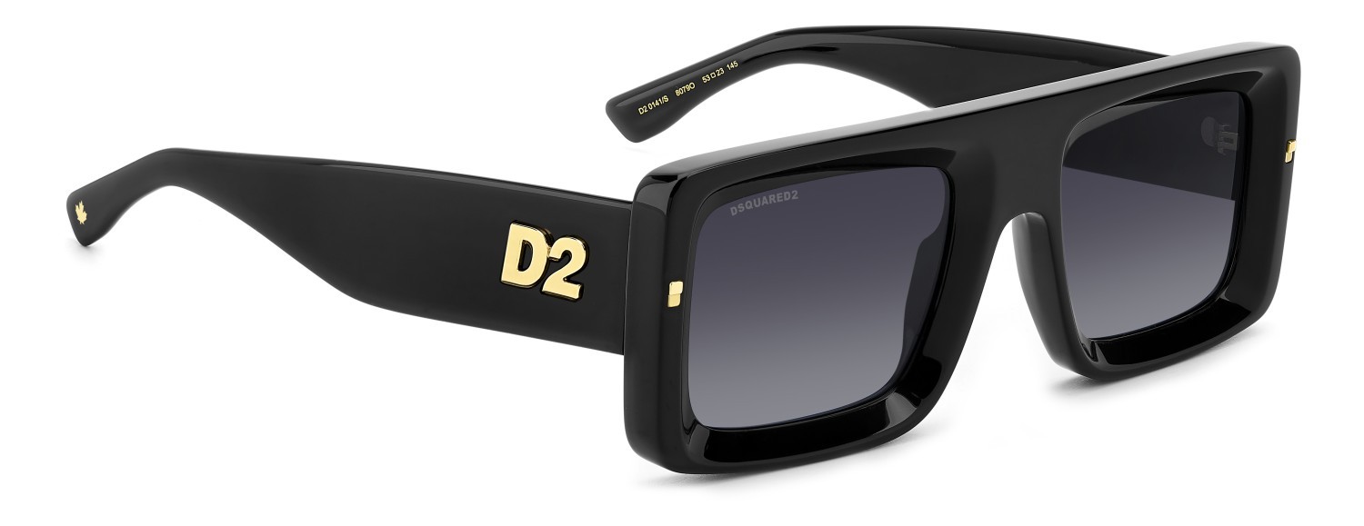 Occhiali da sole Dsquared2 D2 0141/S 207428 807 9O colore black forma rettangolare lenti dark grey shaded