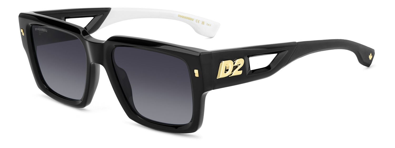 Occhiali da sole Dsquared2 D2 0143/S 207429 807 9O colore black forma rettangolare lenti dark grey shaded