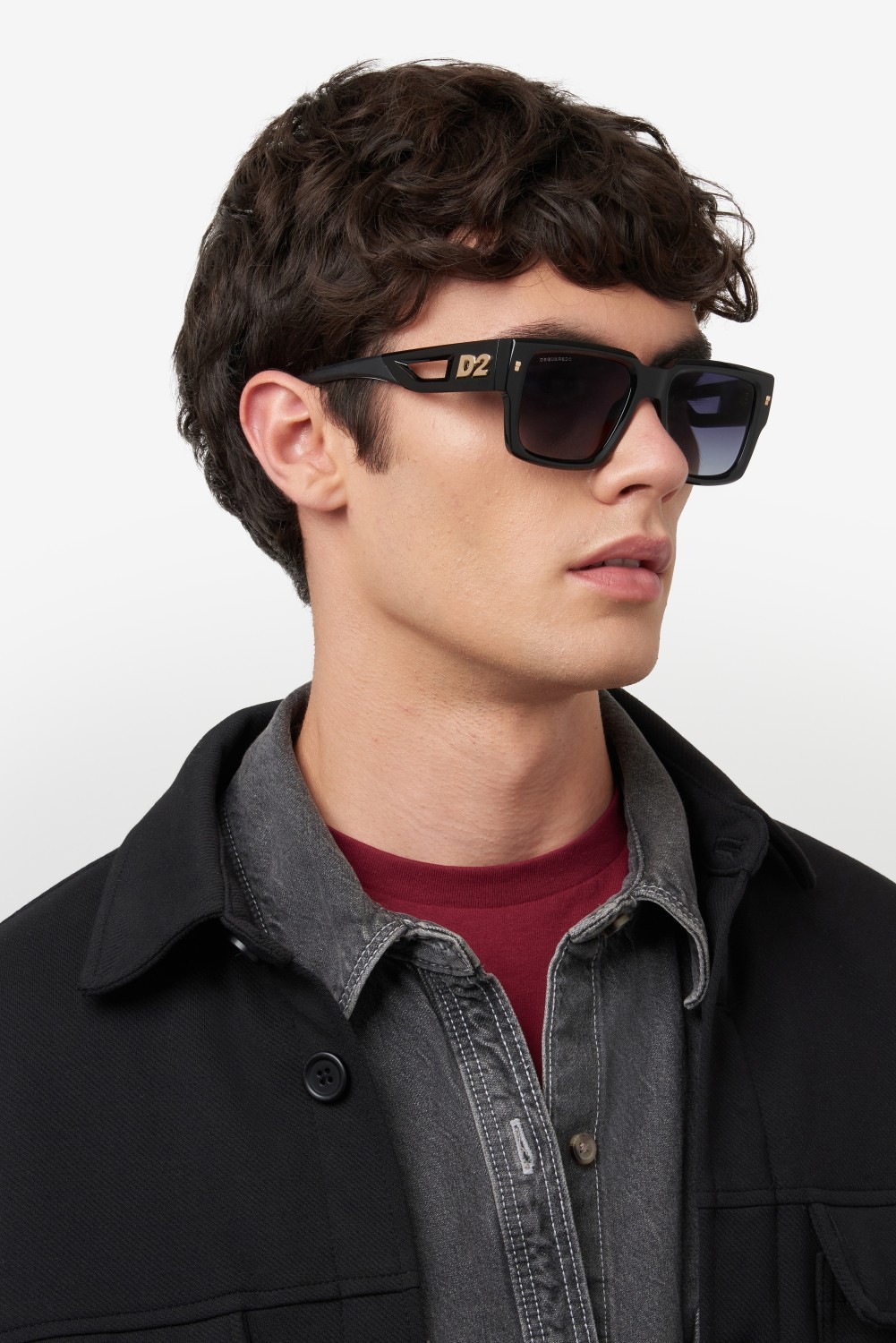 Occhiali da sole Dsquared2 D2 0143/S 207429 807 9O colore black forma rettangolare lenti dark grey shaded