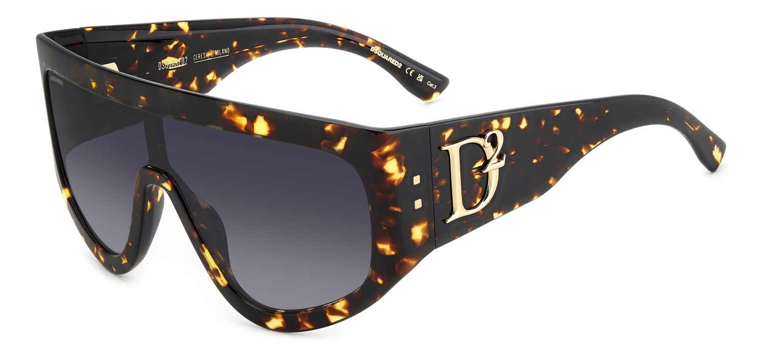 Occhiali da sole Dsquared2 D2 0149/S 207430 086 9O colore havana forma mask lenti dark grey shaded