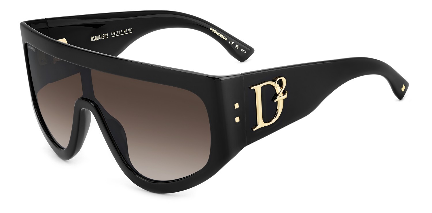 Occhiali da sole Dsquared2 D2 0149/S 207430 807 HA colore black forma mask lenti brown shaded