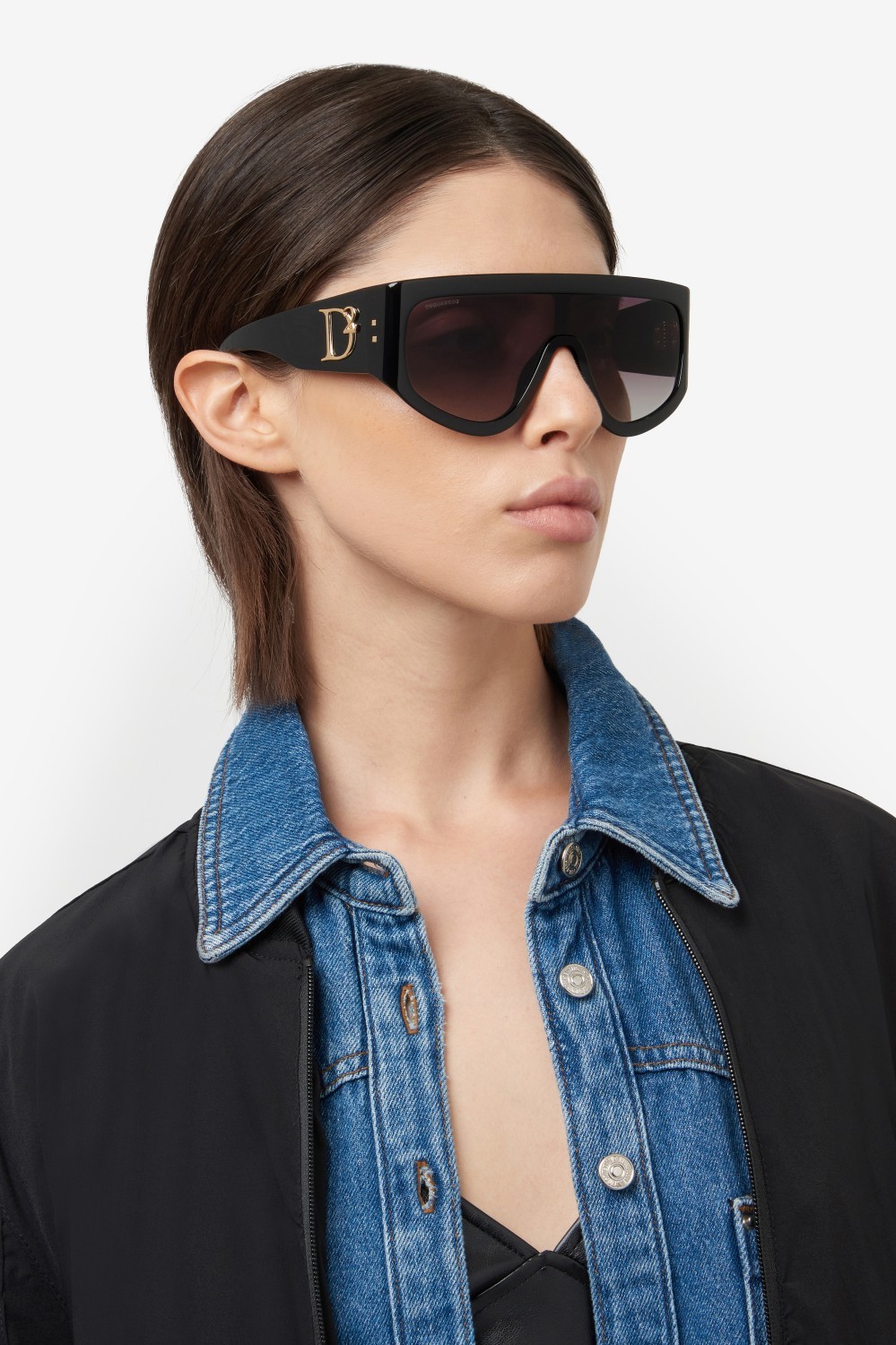 Occhiali da sole Dsquared2 D2 0149/S 207430 807 HA colore black forma mask lenti brown shaded