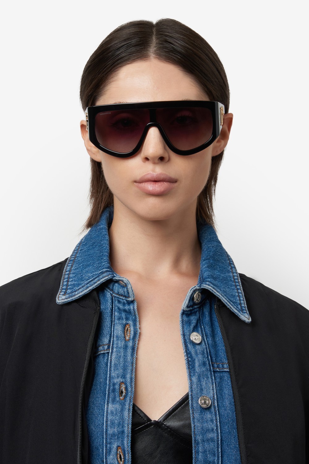 Occhiali da sole Dsquared2 D2 0149/S 207430 807 HA colore black forma mask lenti brown shaded