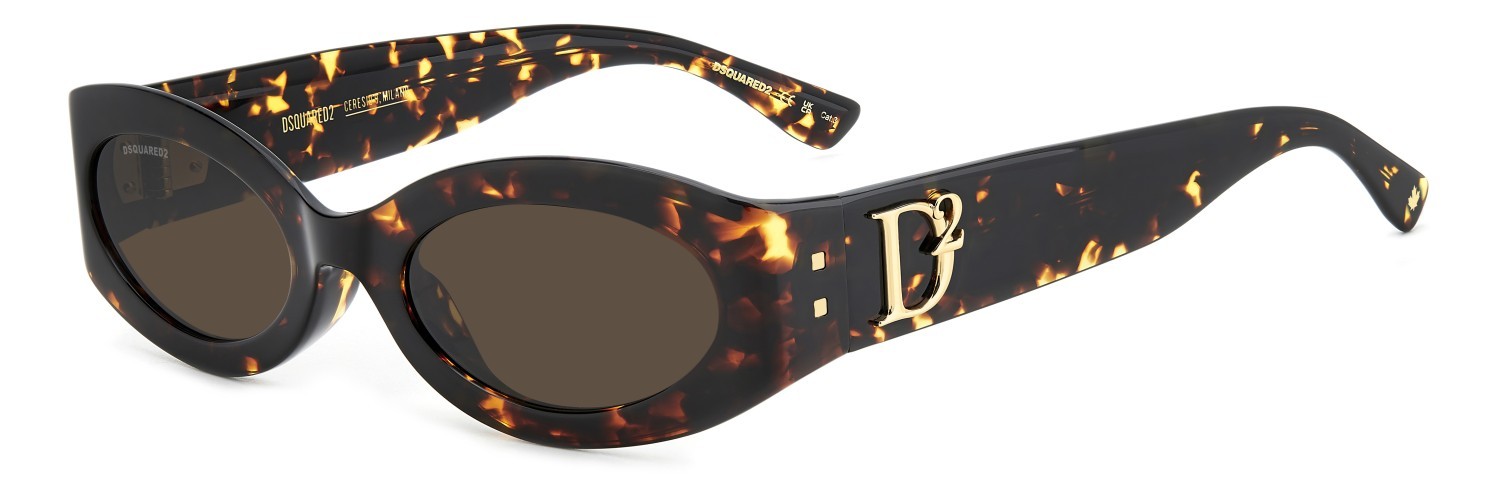 Occhiali da sole Dsquared2 D2 0150/G 207431 086 70 colore havana forma ovale lenti brown