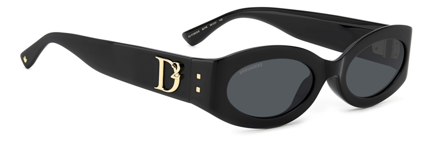 Occhiali da sole Dsquared2 D2 0150/G 207431 807 IR colore black forma ovale lenti grey