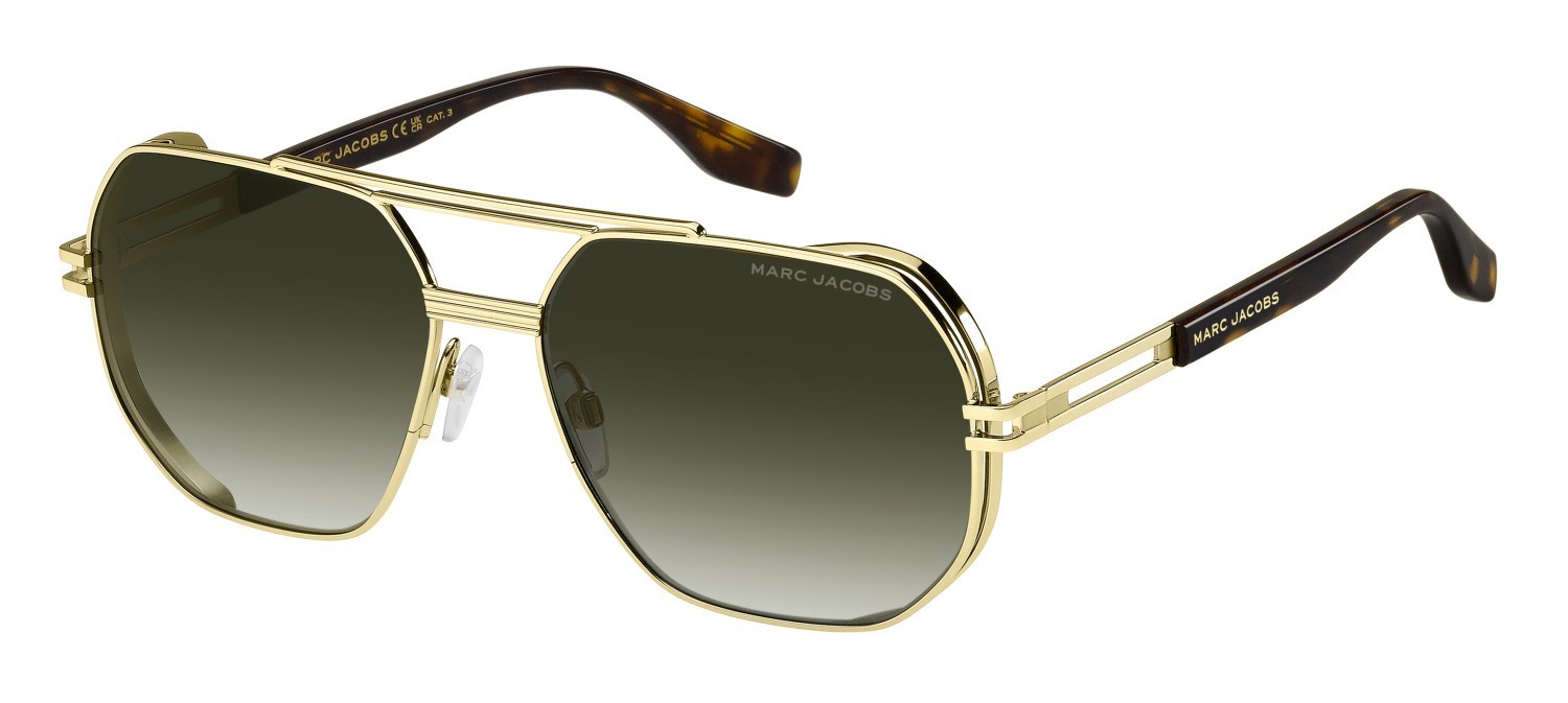 Occhiali da sole Marc Jacobs 784/S 207432 06J 9K colore gold havana forma rettangolare lenti green shaded