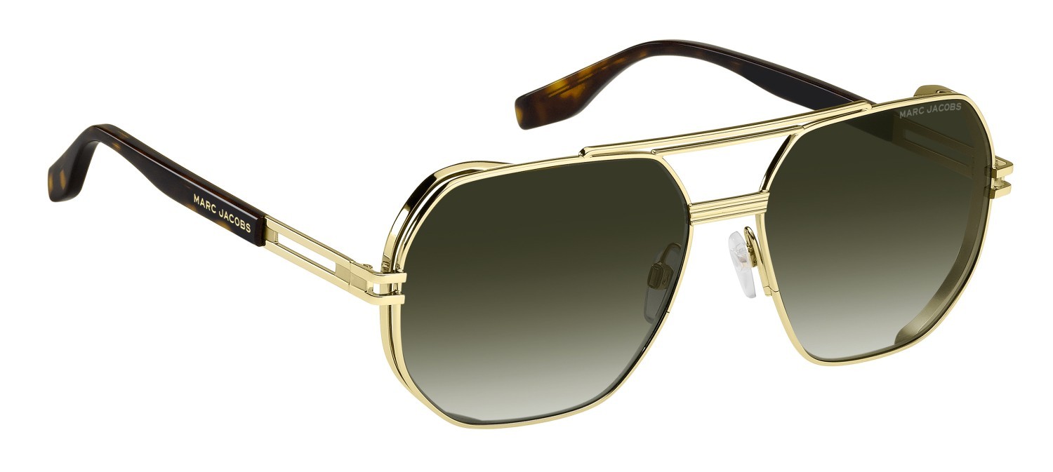 Occhiali da sole Marc Jacobs 784/S 207432 06J 9K colore gold havana forma rettangolare lenti green shaded
