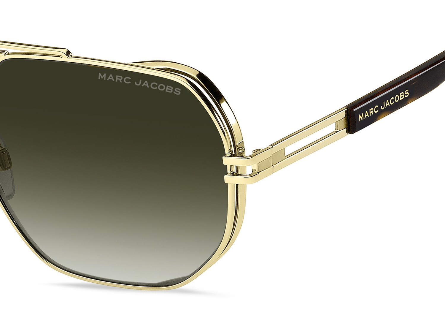 Occhiali da sole Marc Jacobs 784/S 207432 06J 9K colore gold havana forma rettangolare lenti green shaded