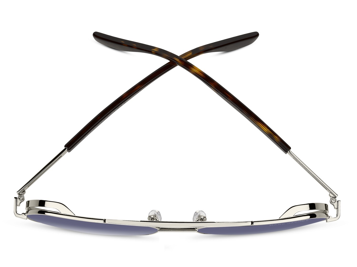 Occhiali da sole Marc Jacobs 784/S 207432 8JD 08 colore palladium havana forma rettangolare lenti dk blue shaded