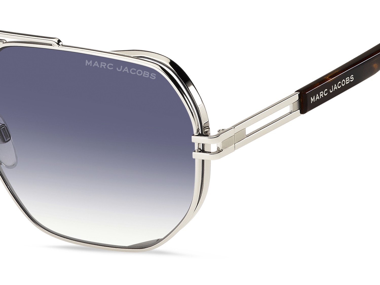 Occhiali da sole Marc Jacobs 784/S 207432 8JD 08 colore palladium havana forma rettangolare lenti dk blue shaded