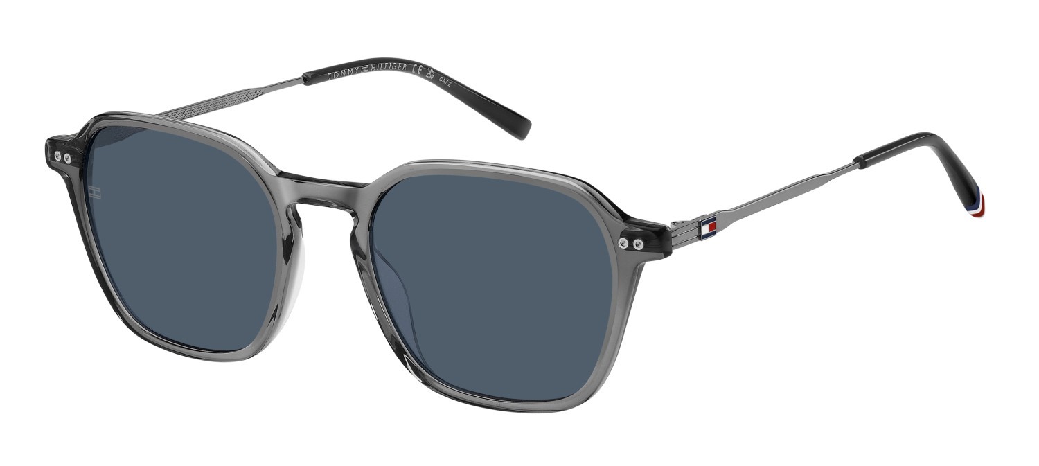 Sunglasses Tommy Hilfiger Th 2132/S 207435 KB7 KU color grey shape rectangle lenses blue