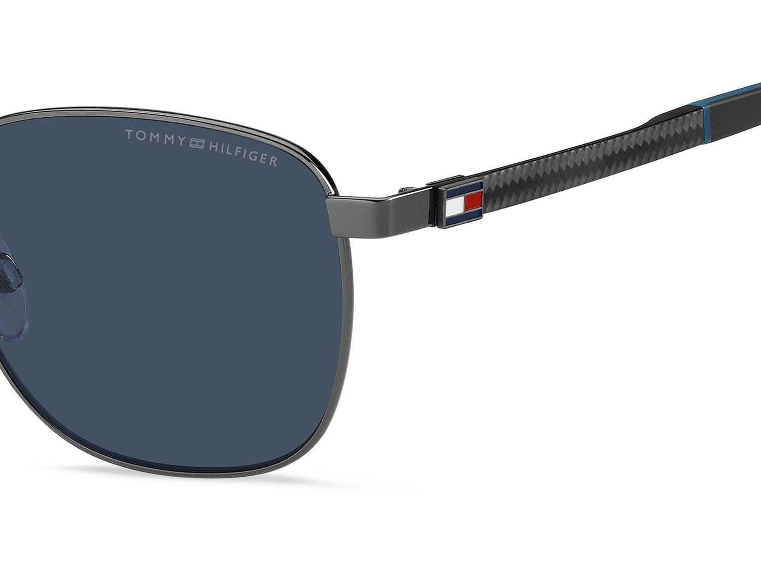 Sunglasses Tommy Hilfiger Th 2138/S 207448 KJ1 KU color dark ruthenium shape rectangle lenses blue