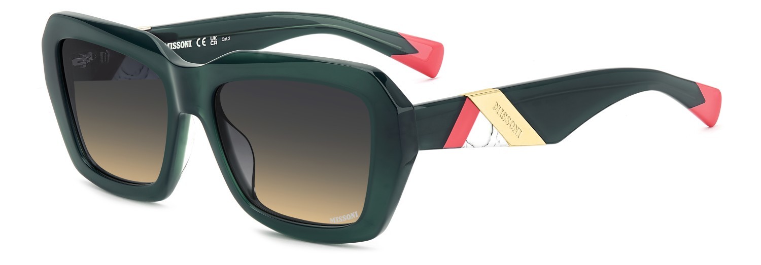 Sonnenbrillen Missoni Mis 0193/G 207540 1ED I4 farbe green form rechteckig gläser blue doubleshade peach