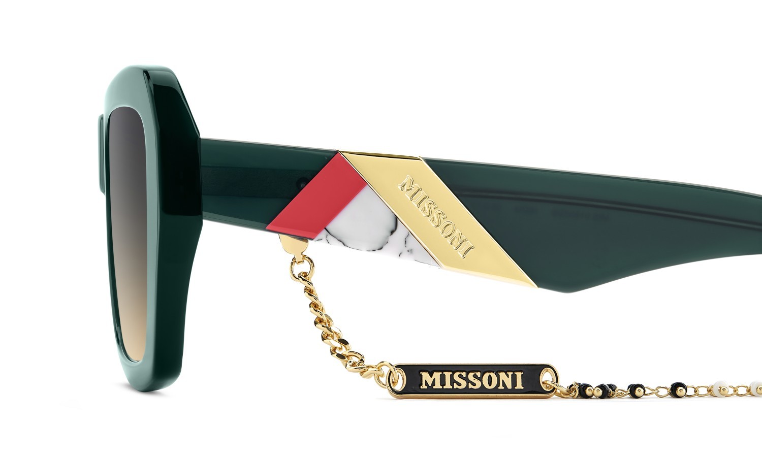 Sonnenbrillen Missoni Mis 0193/G 207540 1ED I4 farbe green form rechteckig gläser blue doubleshade peach