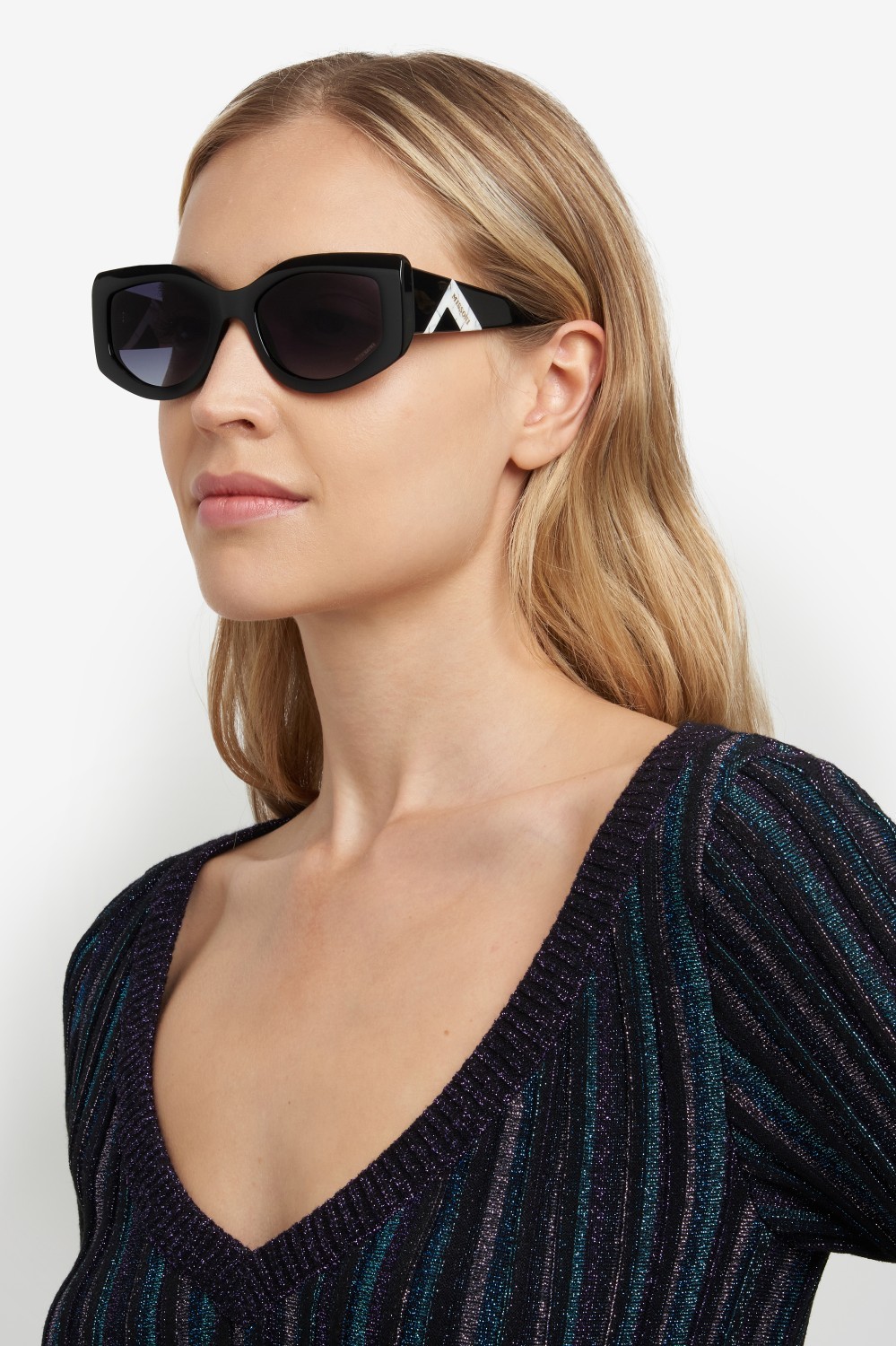 Occhiali da sole Missoni Mis 0198/S 207542 807 9O colore black forma rettangolare lenti dark grey shaded