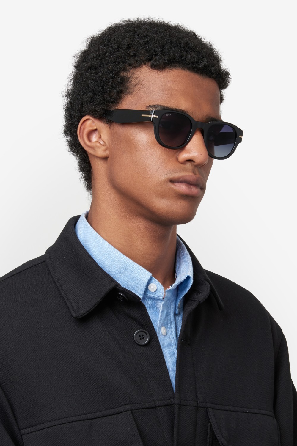 Sonnenbrillen Hugo Boss 1717/S 207544 QF6 1I farbe black striped white form rechteckig gläser brown sol-x