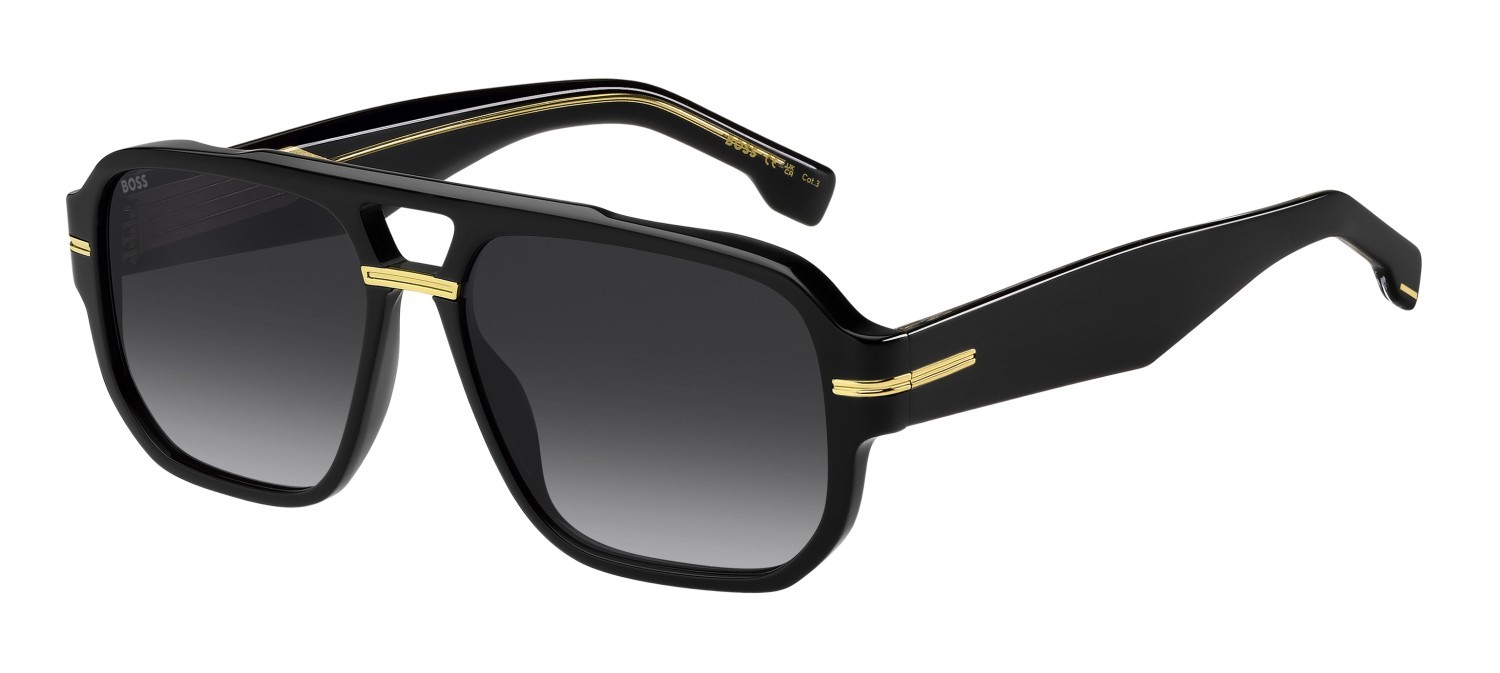 Occhiali da sole Hugo Boss 1718/S 207545 807 1I colore black forma rettangolare lenti brown sol-x