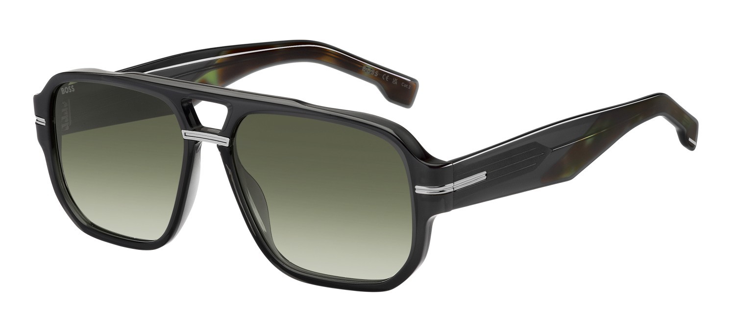 Occhiali da sole Hugo Boss 1718/S 207545 KB7 8Z colore grey forma rettangolare lenti green shaded antireflex