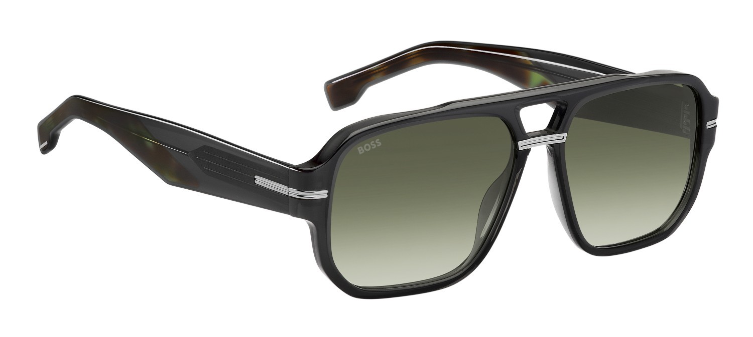 Occhiali da sole Hugo Boss 1718/S 207545 KB7 8Z colore grey forma rettangolare lenti green shaded antireflex