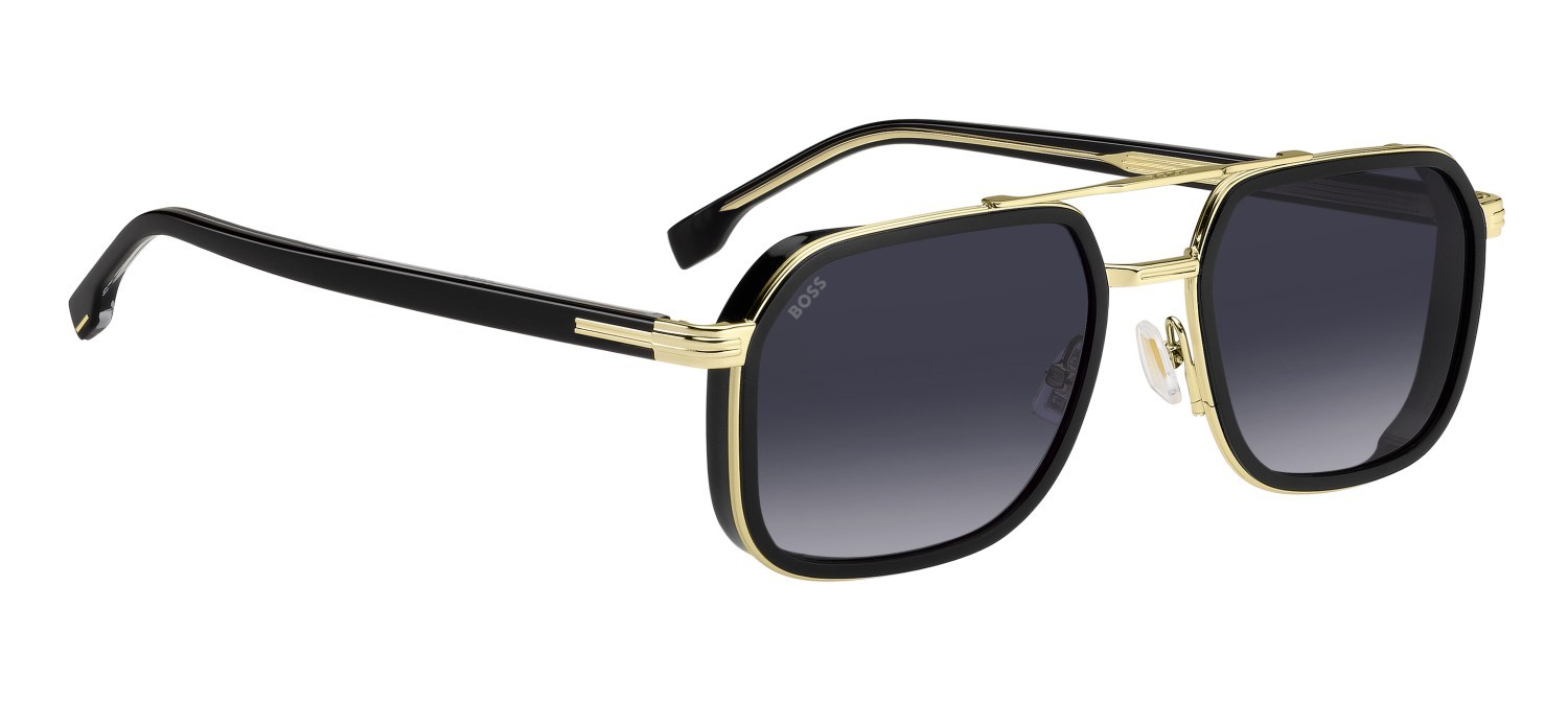 Sunglasses Hugo Boss 1724/S 207546 2M2 9O color black gold shape rectangle lenses dark grey shaded