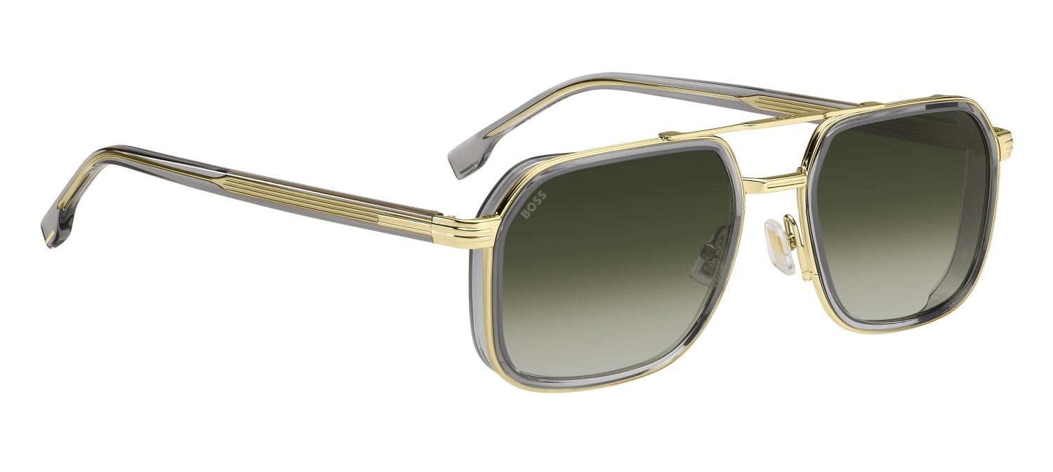 Sunglasses Hugo Boss 1724/S 207546 FT3 9K color grey gold shape rectangle lenses green shaded
