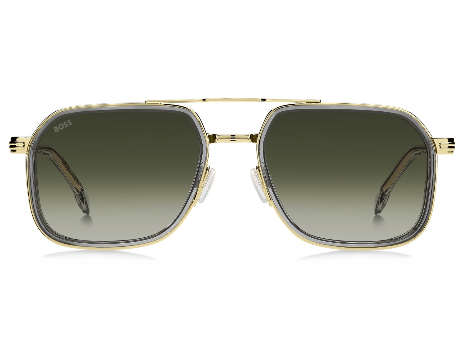 Sunglasses Hugo Boss 1724/S 207546 FT3 9K color grey gold shape rectangle lenses green shaded