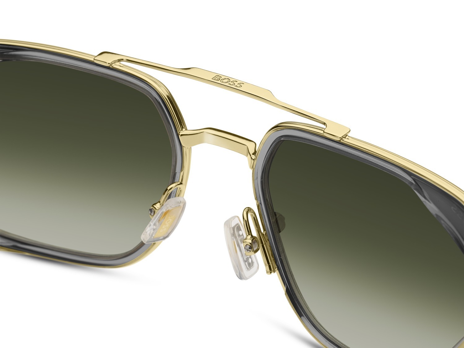 Sunglasses Hugo Boss 1724/S 207546 FT3 9K color grey gold shape rectangle lenses green shaded