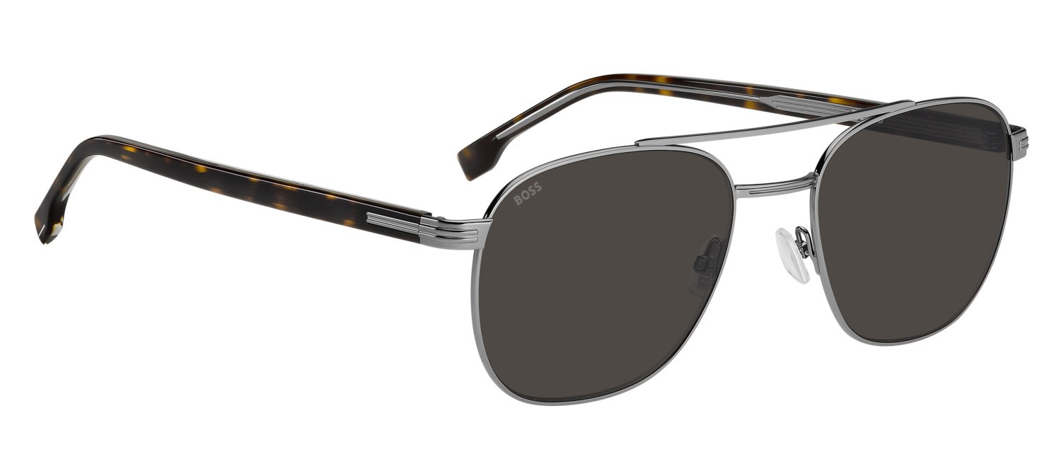 Occhiali da sole Hugo Boss 1723/S 207547 31Z IR colore ruthenium havana forma rettangolare lenti grey