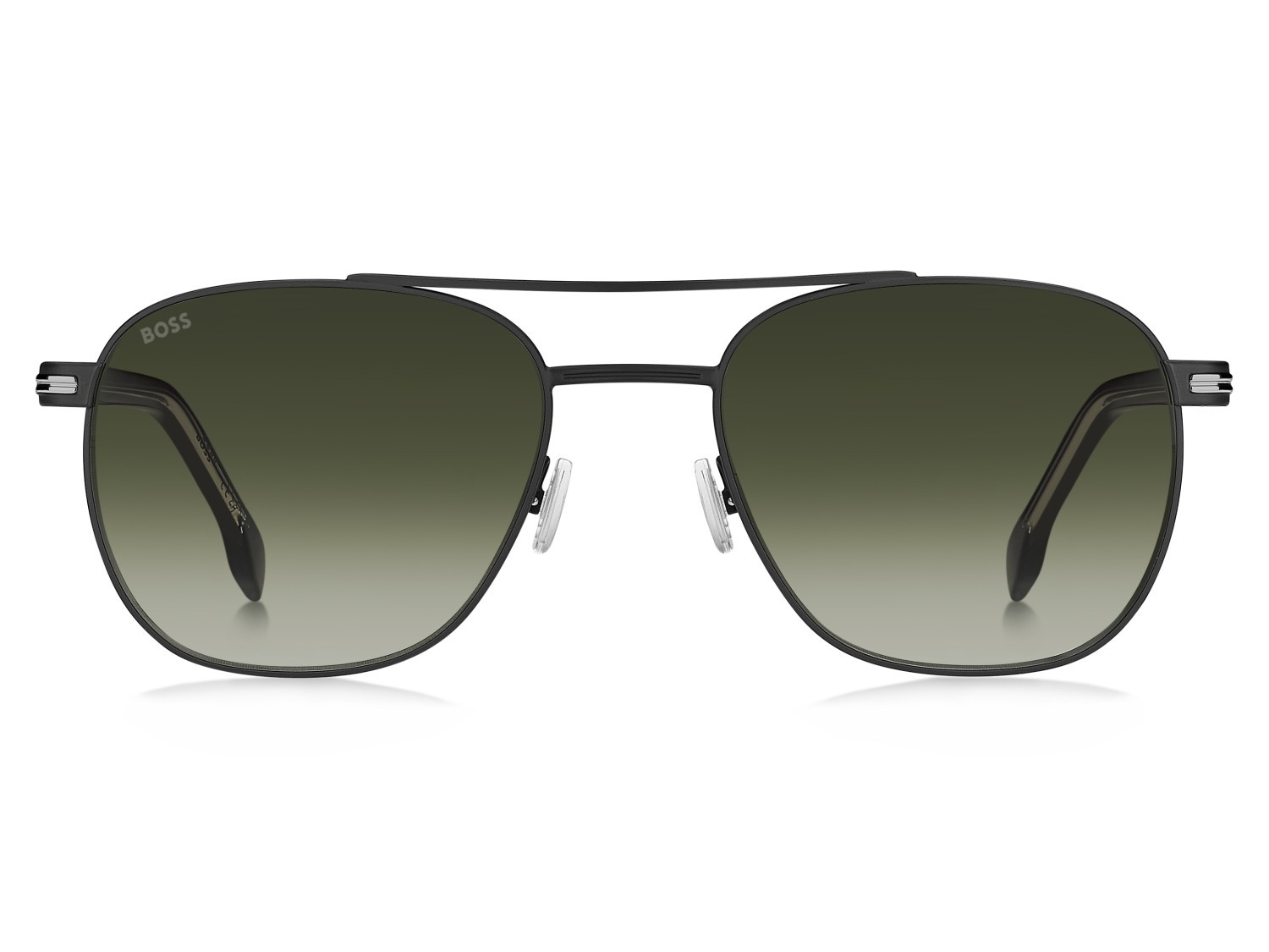 Occhiali da sole Hugo Boss 1723/S 207547 K87 9K colore matte silver black forma rettangolare lenti green shaded