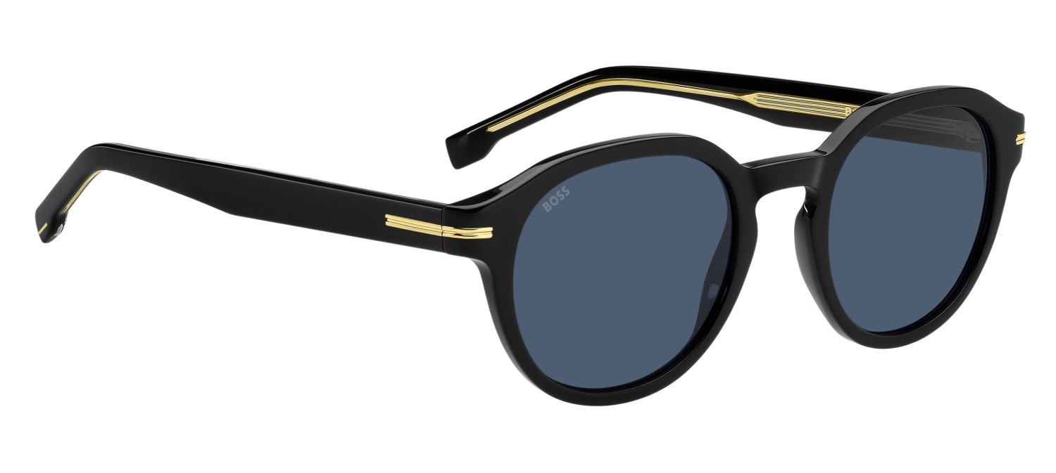 Occhiali da sole Hugo Boss 1721/S 207548 807 KU colore black forma rettangolare lenti blue