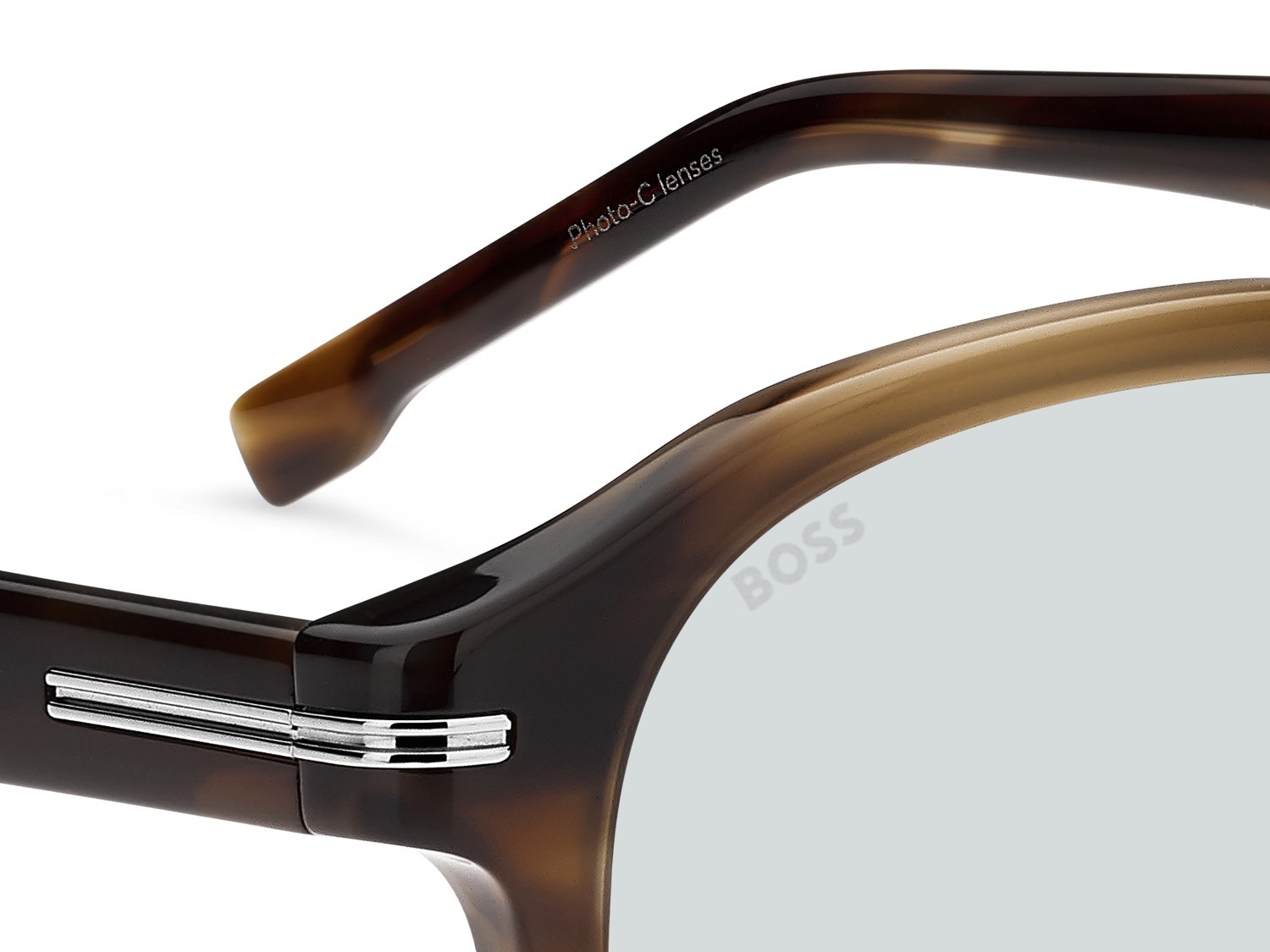 Sonnenbrillen Hugo Boss 1721/S 207548 EX4 KI farbe brown horn form rechteckig gläser light grey photocromatic